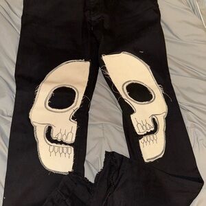 MNML Black Jeans with Skull Design